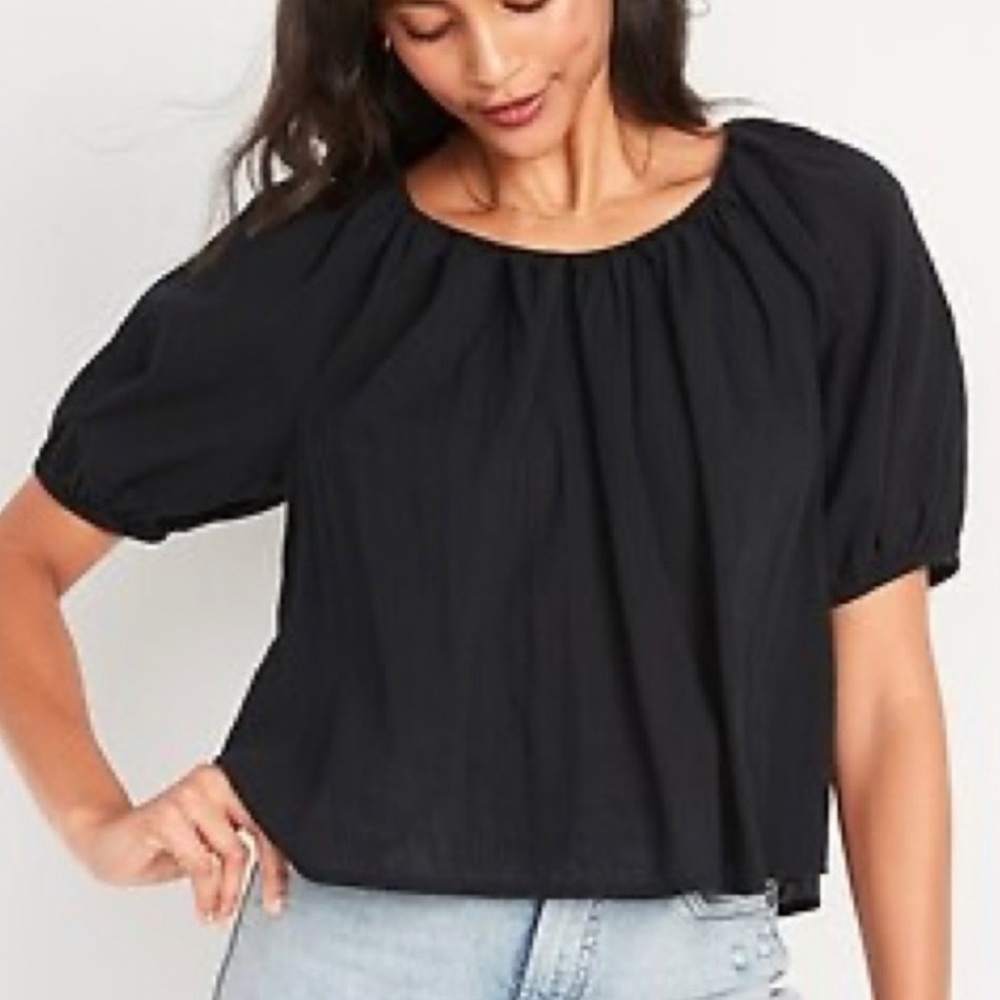 Old Navy Puffy Sleeve Black Top